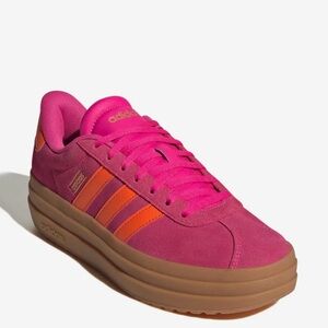Adidas Women's VL Court Vibrant Pink and Orange Sneakers Size 8